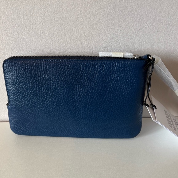 Coach Double Zip Wallet -  Denim/Silver/Indigo - Picture 10 of 11